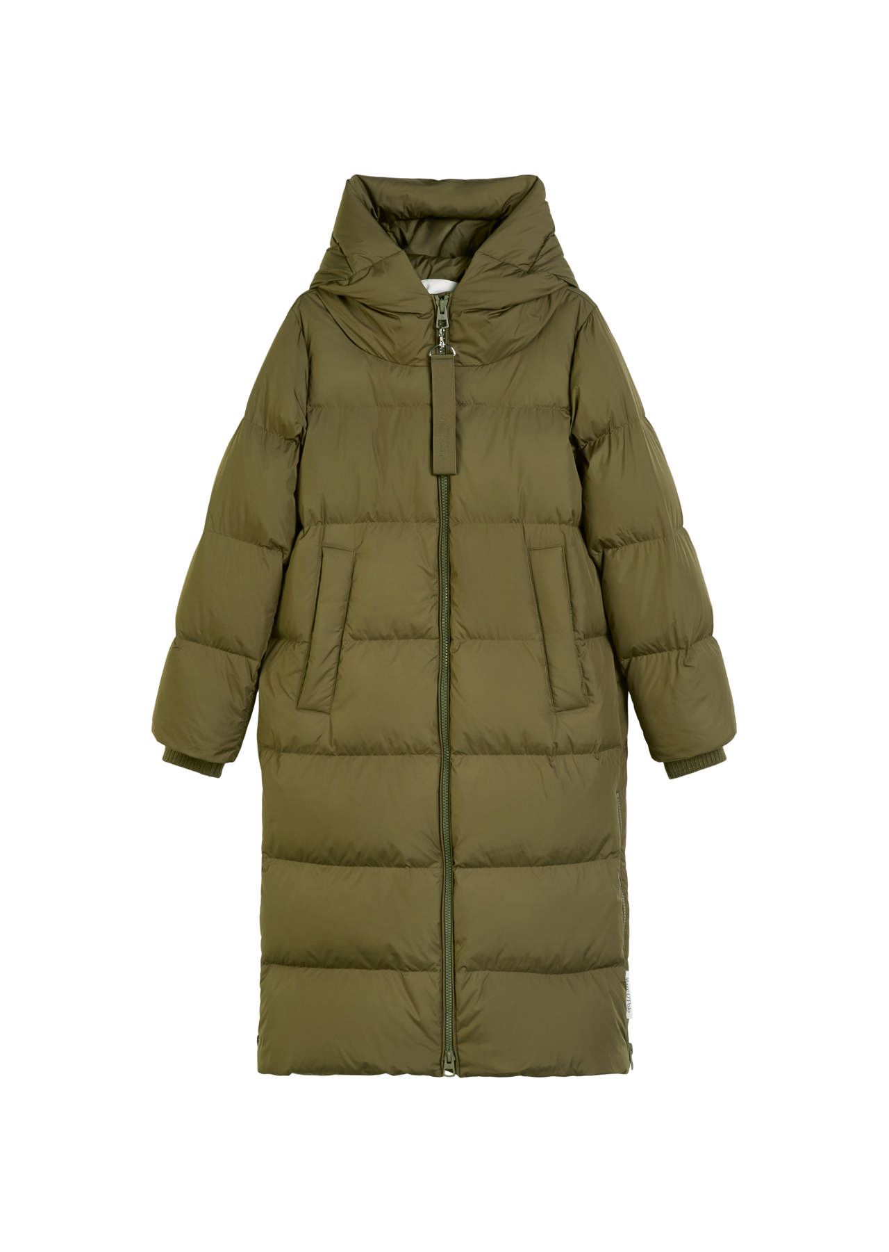 Dúnkápa (RDS) með hettu og axlaböndum