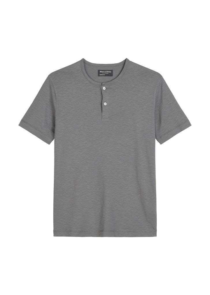 Henley Stuttermabolur úr Slub Jersey 