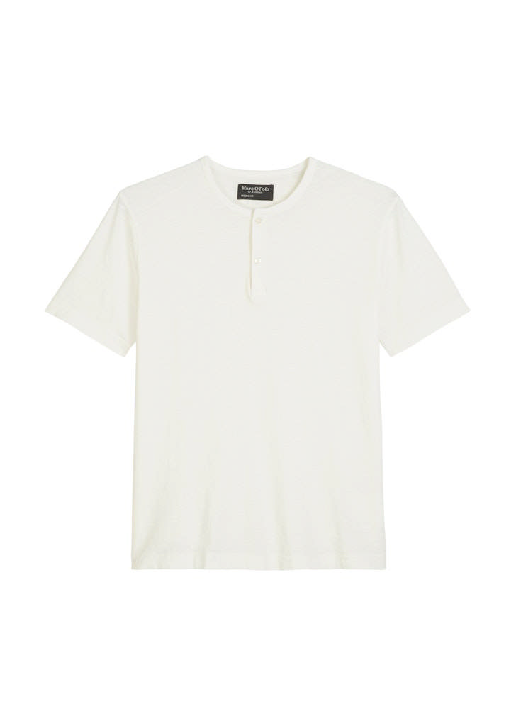 Henley Stuttermabolur úr Slub Jersey 