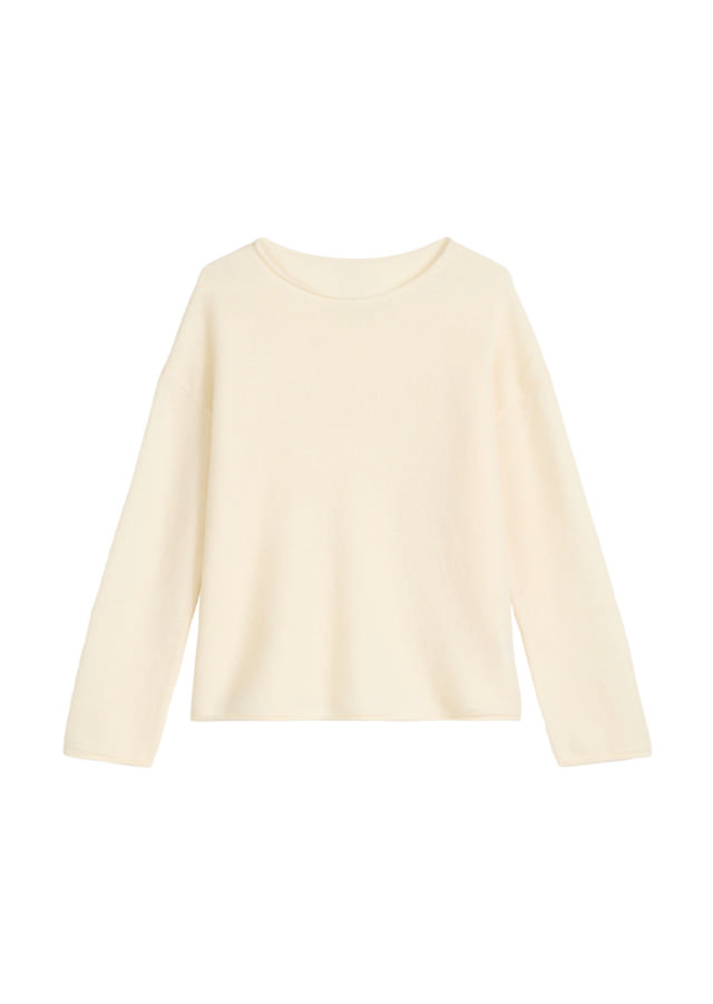 Ullarpeysa úr 100% ull með síðum ermum, beint hálsmál