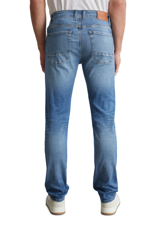 Denim, regular fit, regular leg, low waist, reg. crotch, regular length, zip fly