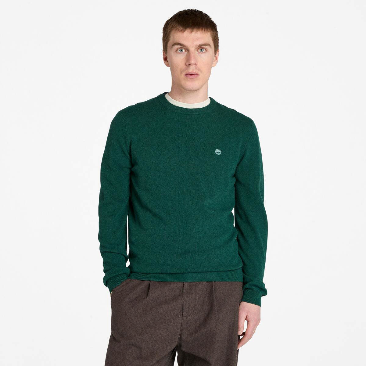 COHAS BROOK Merino Crew Sweater GREEN GABLES HEATHER