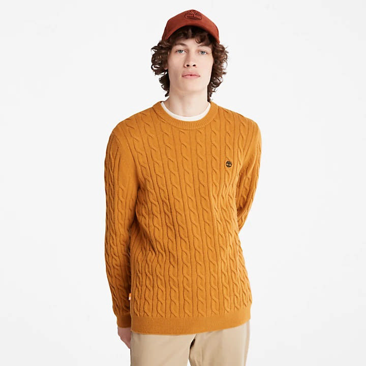 PHILLIPS BROOK Cable Crew Neck Sweater DARK SAPPHIRE/DARK DENIM