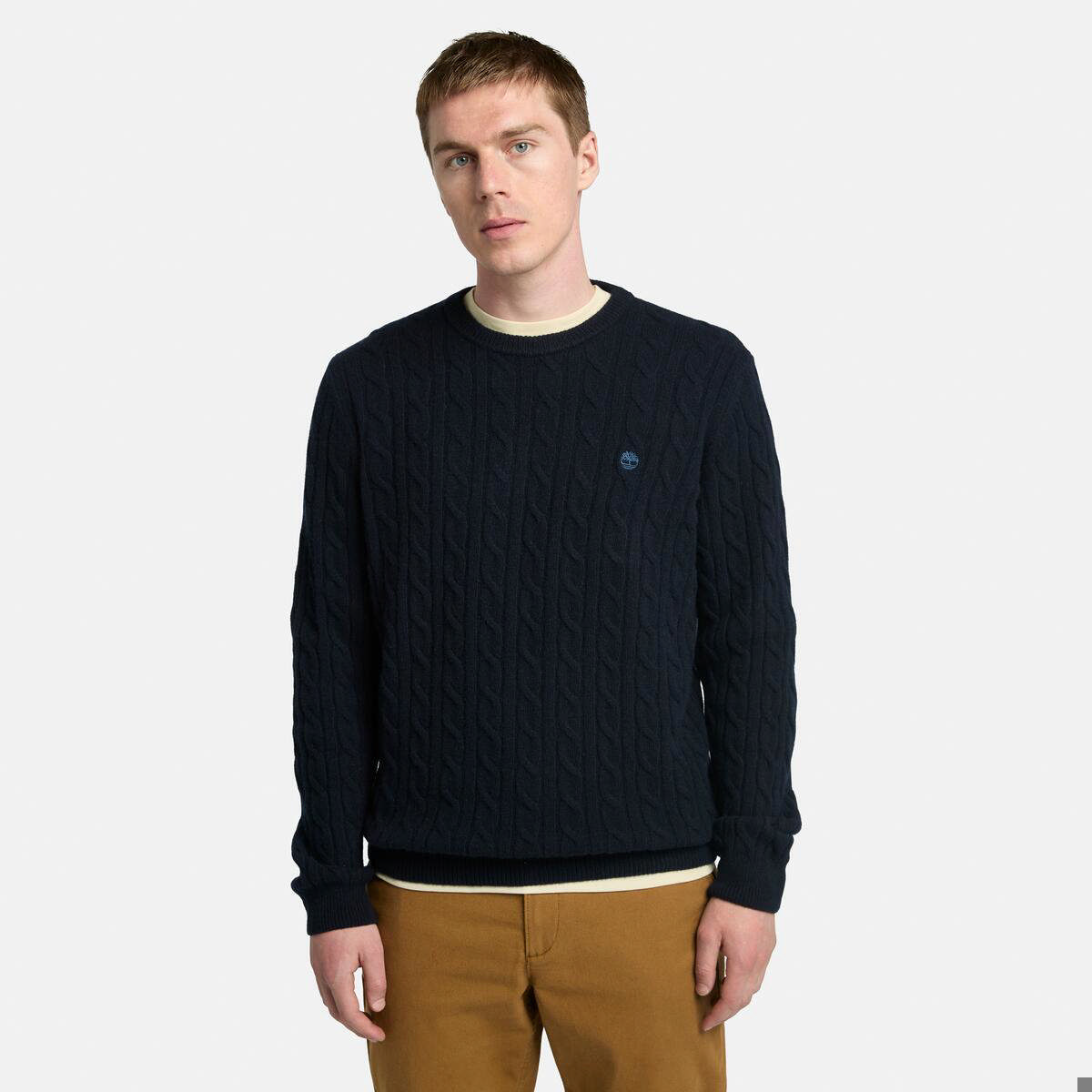 PHILLIPS BROOK Cable Crew Neck Sweater DARK SAPPHIRE/DARK DENIM
