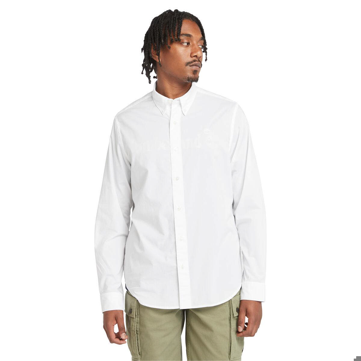 Long Sleeve Stretch Poplin Shirt WHITE